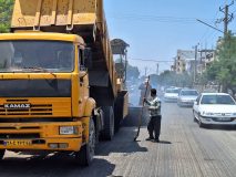 گزارش تصویری | آغاز عملیات آسفالت‌‌ریزی تقاطع پنج محراب به سمت میدان امام حسین (ع)